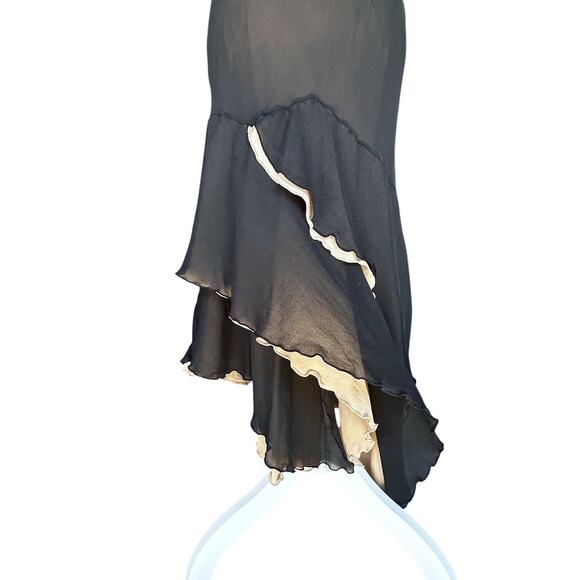 Y2K Silk Slip Dress Dark Fairy Whimsygoth 7 8 Cowl Neck Jellyfish Ruffles Bias - Picture 12 of 14